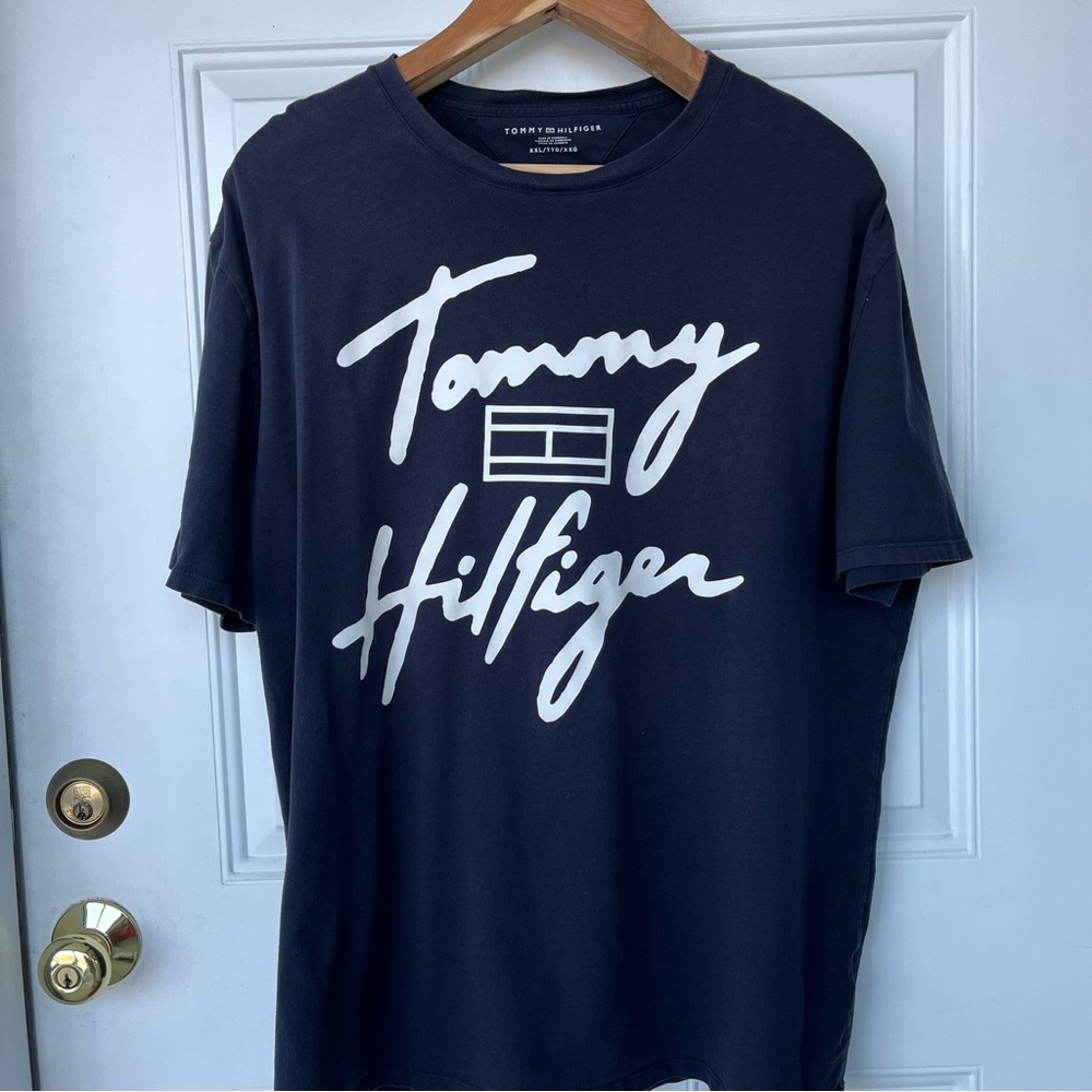 •Tommy Hilfiger• Men’s Navy Blue Logo T-Shirt - Size XXL